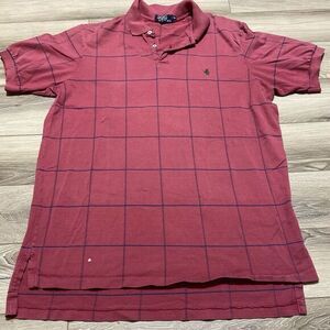 Polo Ralph Lauren Vintage Men's Polo Shirt Plaid Made In USA Red‎ Sz Xl